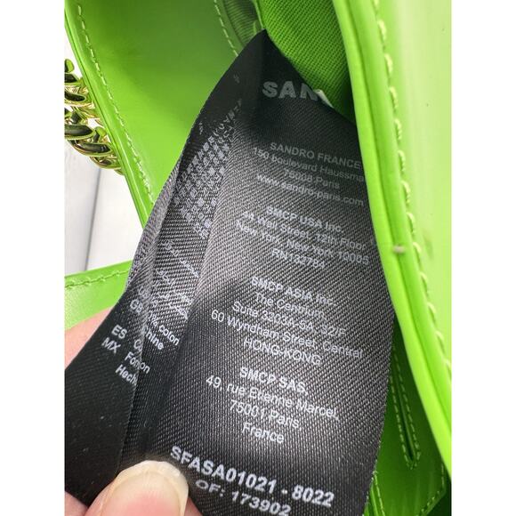 NWT Sandro Sweet Janet Chain Shoulder Bag Vert Pomme Green Apple Small Purse - Picture 11 of 15